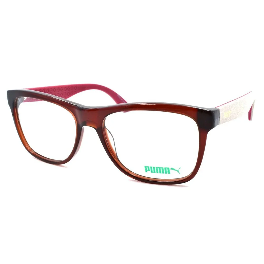 PUMA PU0044O 005 Unisex Eyeglasses Frames 54-17-140 Red & Ivory w/ Suede